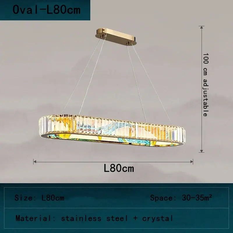 Modern blue & amber crystal chandelier pendant dining room light
