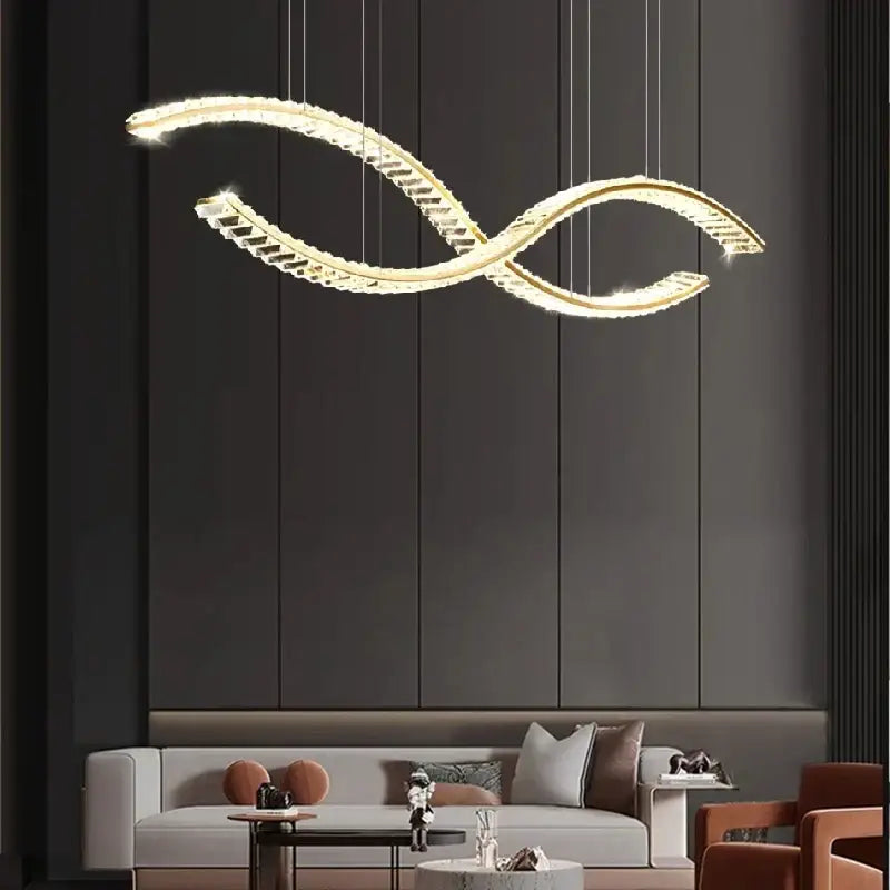 Modern gold infinity crystal chandelier pendant lamp living room