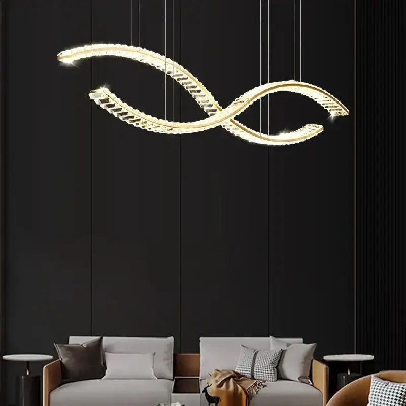 Modern gold infinity crystal chandelier pendant lamp living room