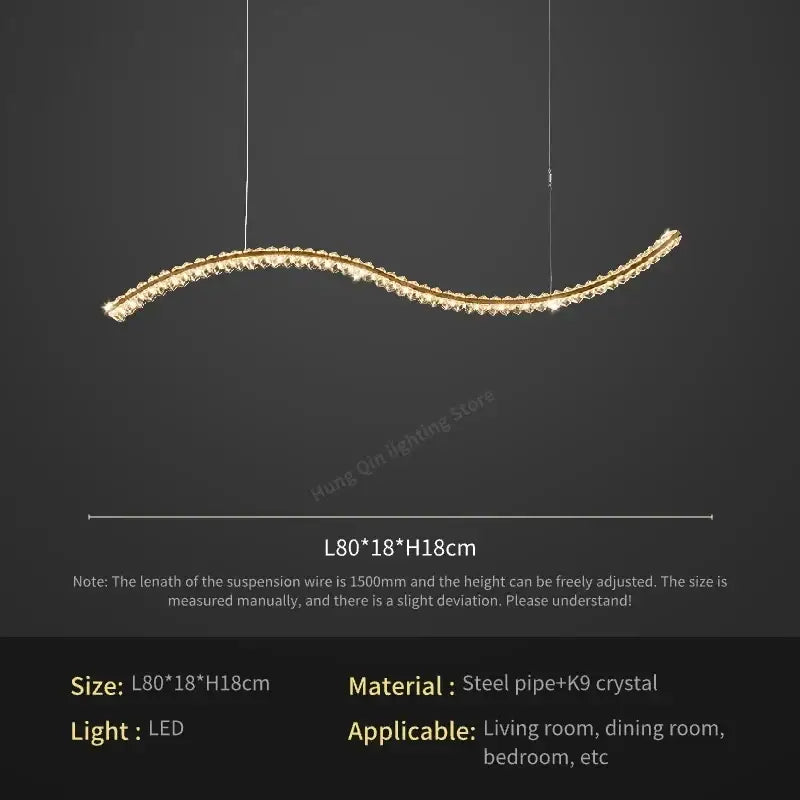 Modern gold infinity crystal chandelier pendant lamp living room