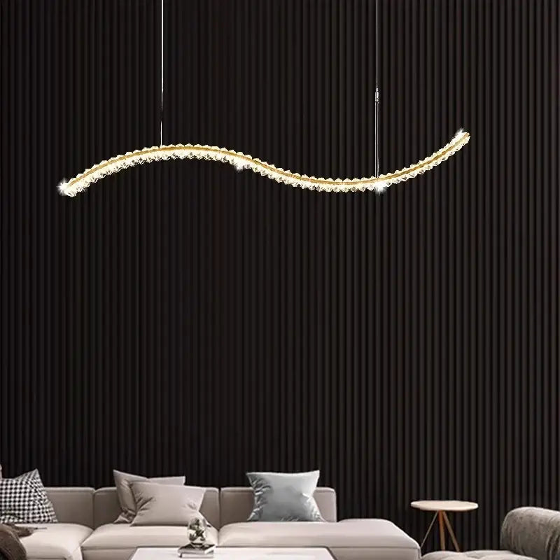 Modern gold infinity crystal chandelier pendant lamp living room