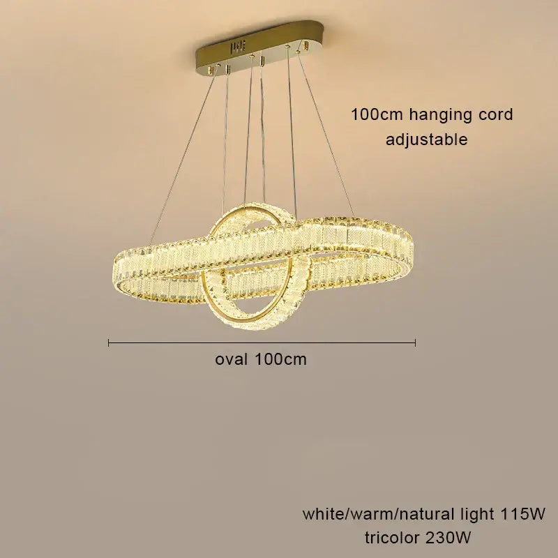 Modern gold interlocking ring decorbites crystal chandelier living room