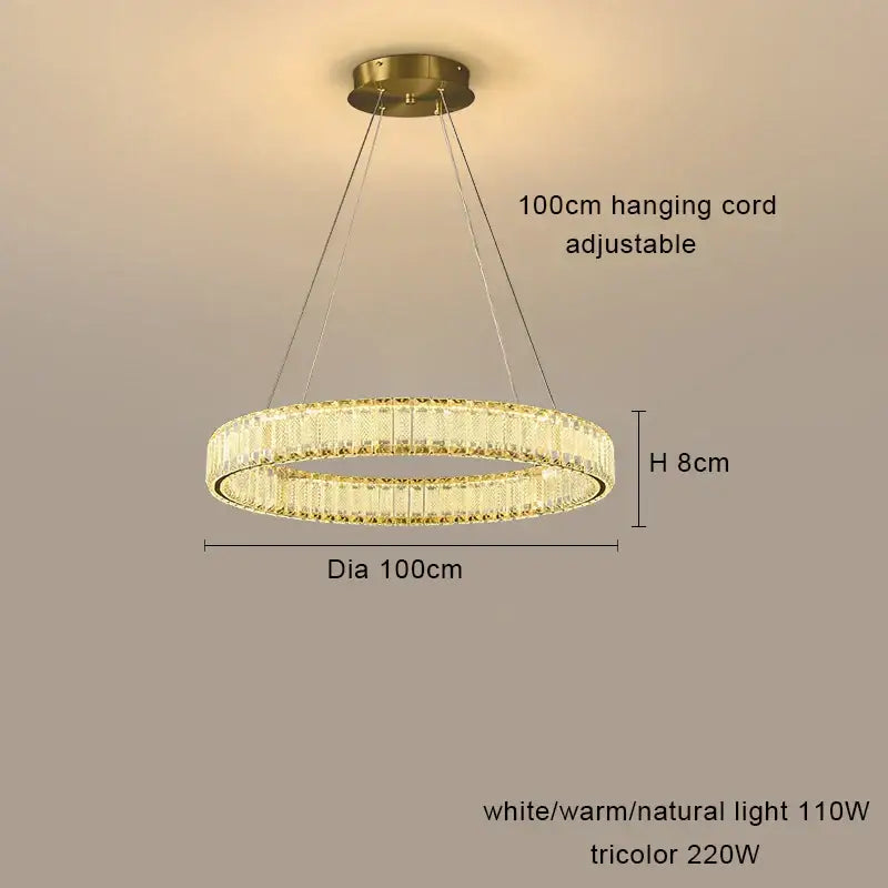Modern gold interlocking ring decorbites crystal chandelier living room