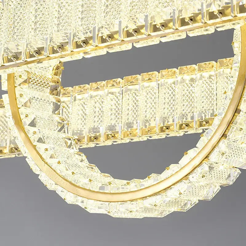 Modern gold interlocking ring decorbites crystal chandelier living room