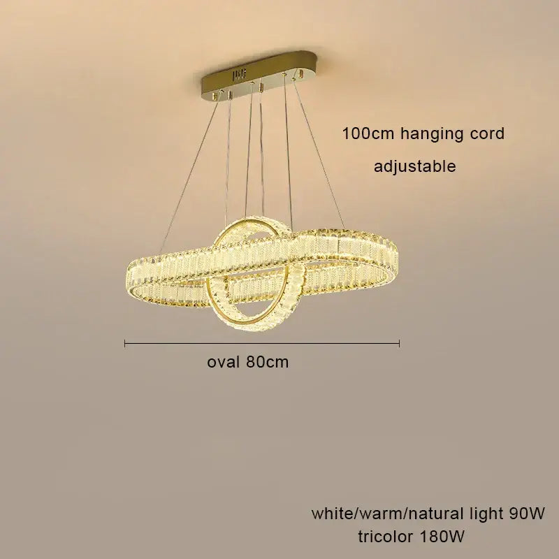 Modern gold interlocking ring decorbites crystal chandelier living room