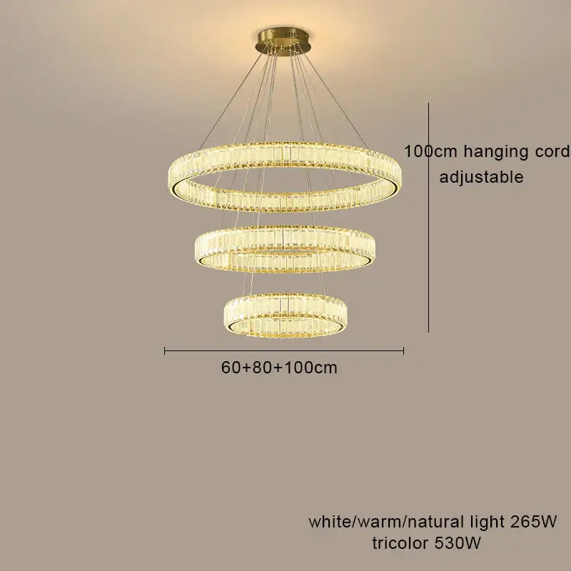 Modern gold interlocking ring decorbites crystal chandelier living room