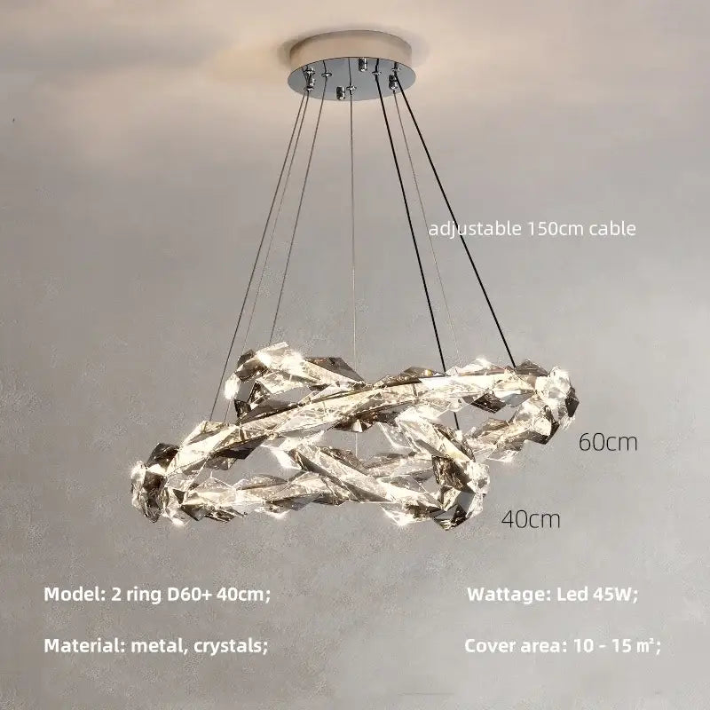 Modern gold spiral crystal chandelier pendant light dining room
