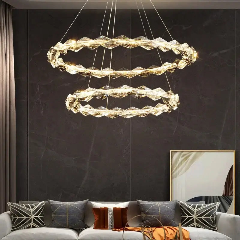 Modern gold spiral crystal chandelier pendant light dining room