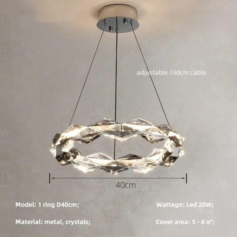 Modern gold spiral crystal chandelier pendant light dining room