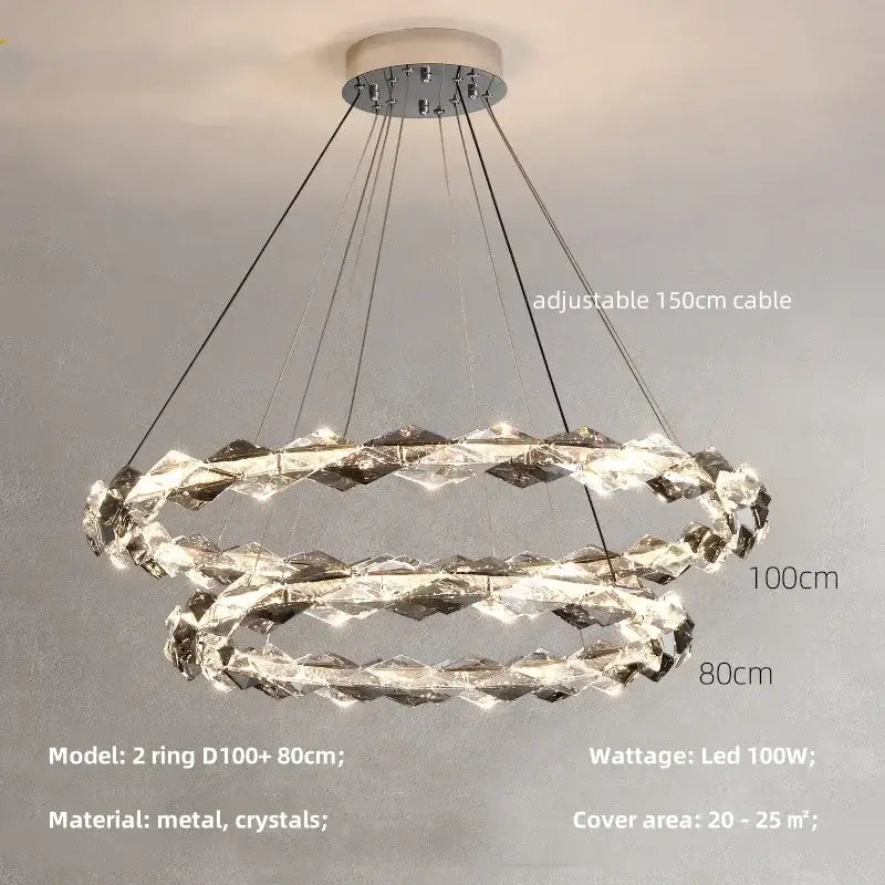Modern gold spiral crystal chandelier pendant light dining room
