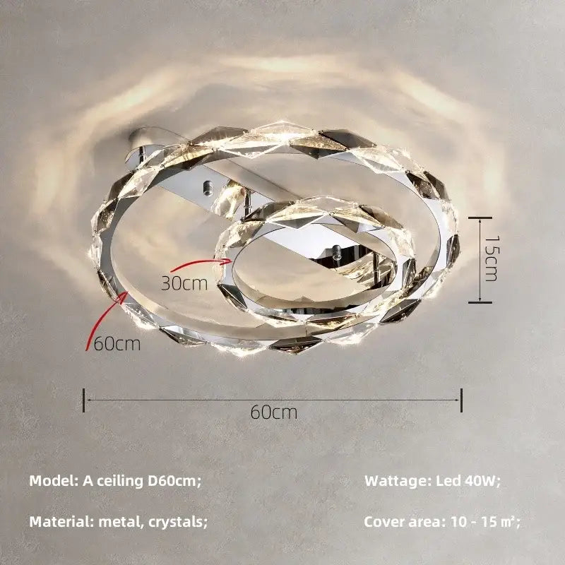 Modern gold spiral crystal chandelier pendant light dining room