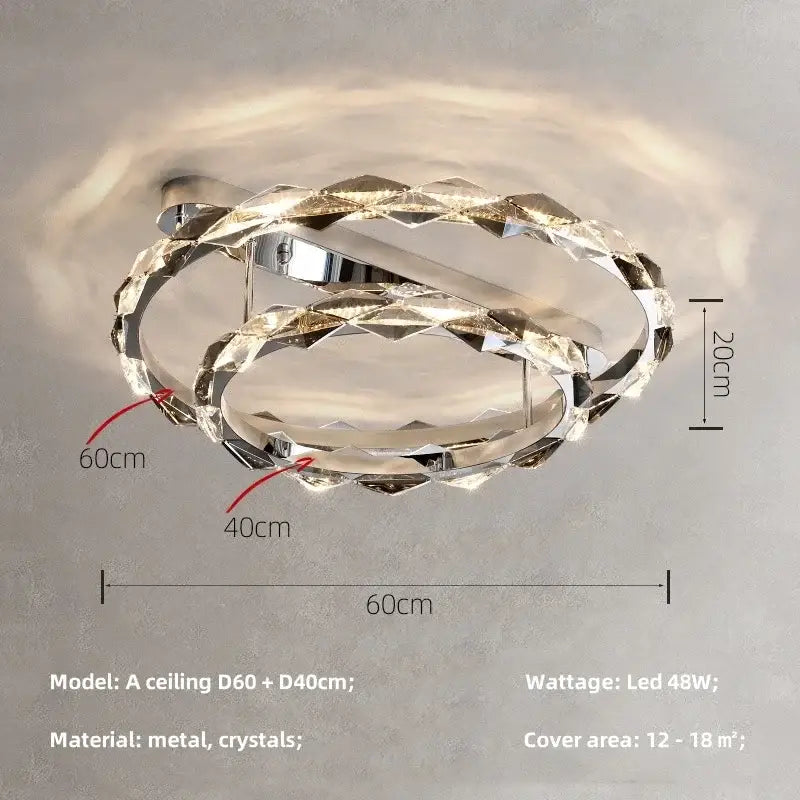 Modern gold spiral crystal chandelier pendant light dining room