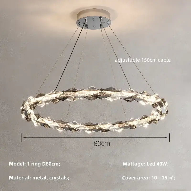 Modern gold spiral crystal chandelier pendant light dining room