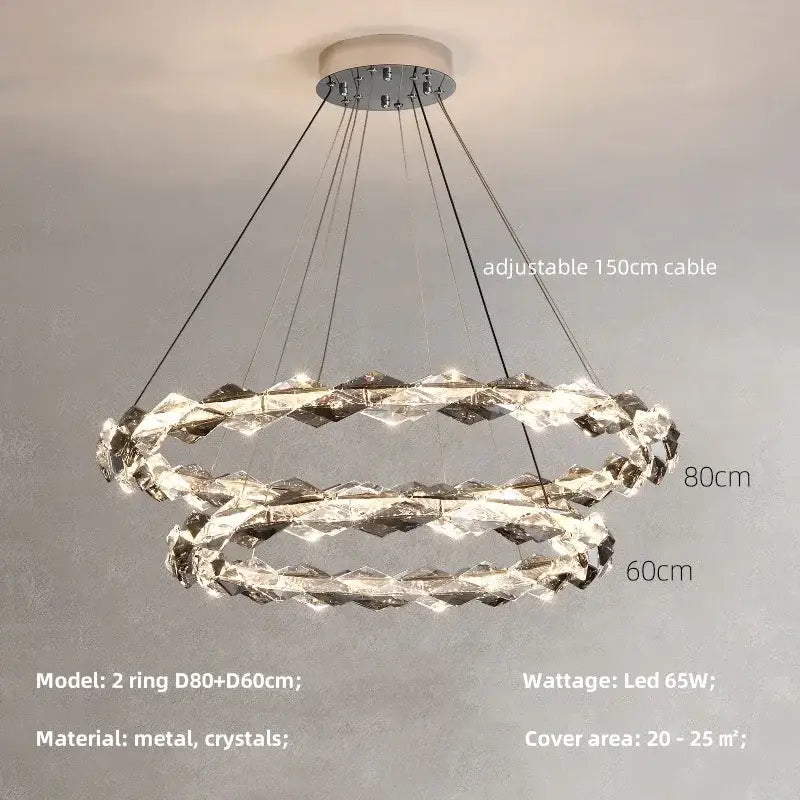 Modern gold spiral crystal chandelier pendant light dining room