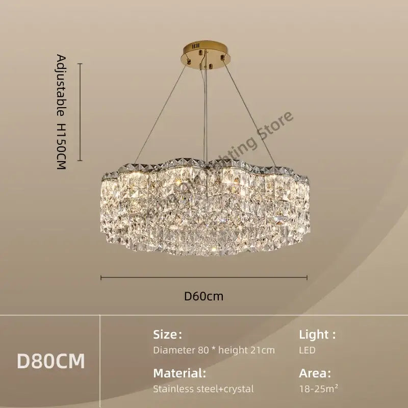 DecorBites™ Crystal Chandelier Pendant Light, Elegant Hanging Lamp Fixture