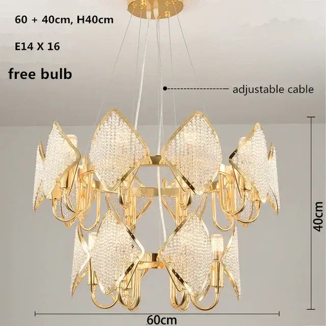 DecorBites™ Crystal Chandelier Pendant Light: Elegant Modern Luxury for Living Room Decor