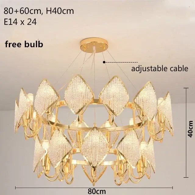 DecorBites™ Crystal Chandelier Pendant Light: Elegant Modern Luxury for Living Room Decor