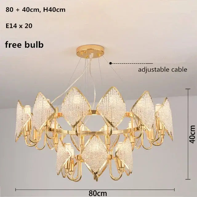 DecorBites™ Crystal Chandelier Pendant Light: Elegant Modern Luxury for Living Room Decor