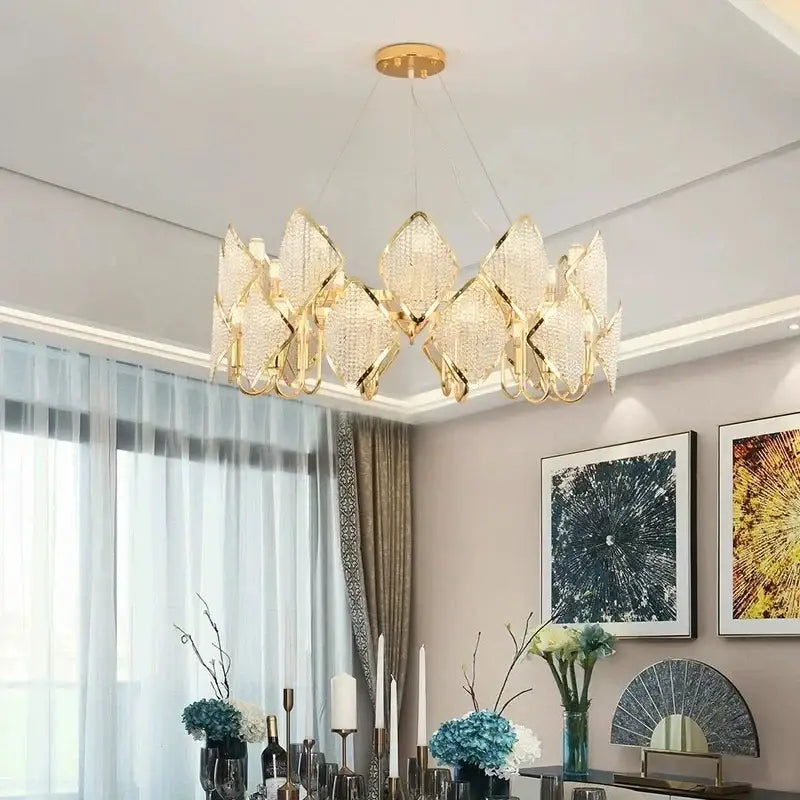 DecorBites™ Crystal Chandelier Pendant Light: Elegant Modern Luxury for Living Room Decor