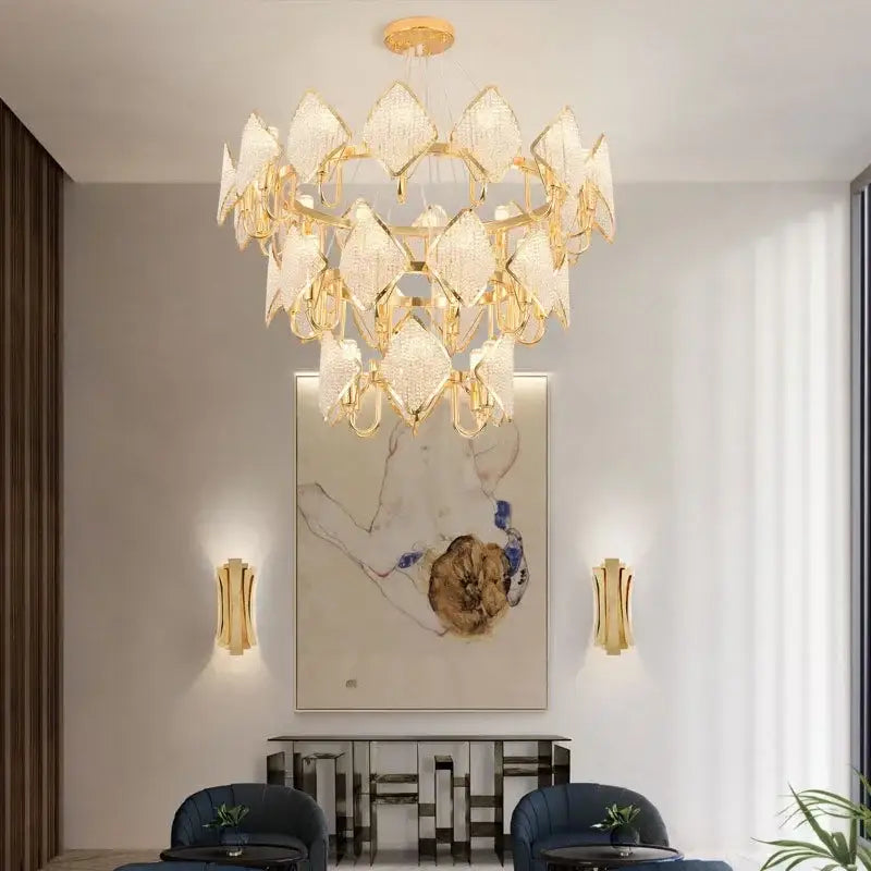 DecorBites™ Crystal Chandelier Pendant Light: Elegant Modern Luxury for Living Room Decor
