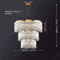 Luxury gold circular crystal chandelier pendant light for dining room