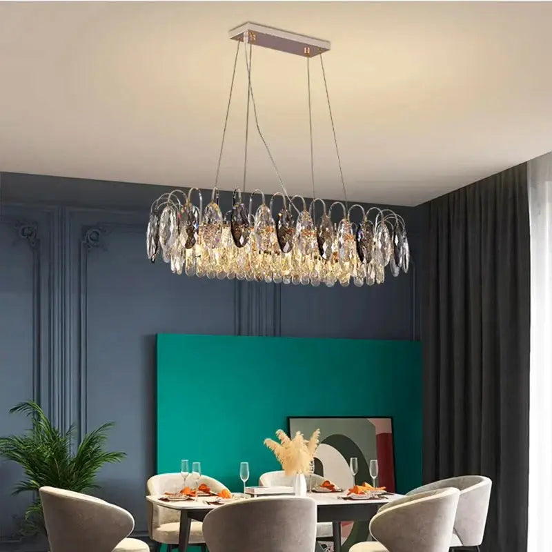 Luxury gold amber crystal chandelier pendant light living room