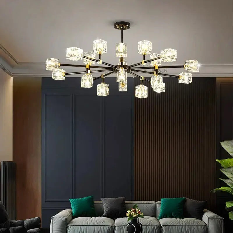 Luxury gold crystal chandelier pendant light for living room