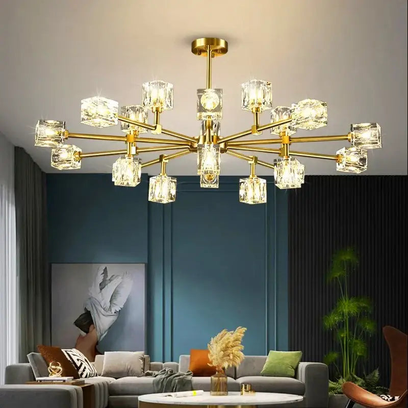 Luxury gold crystal chandelier pendant light for living room
