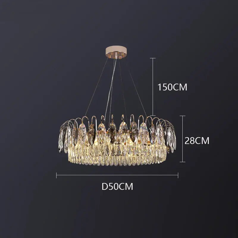 Luxury gold amber crystal chandelier pendant light living room
