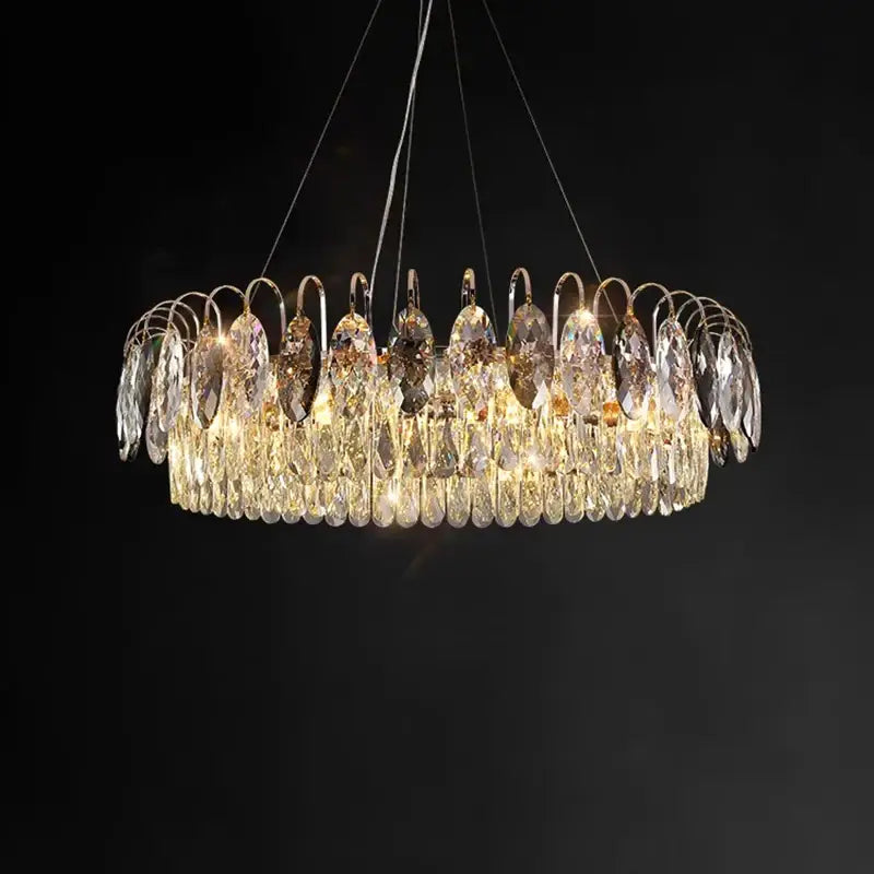 Luxury gold amber crystal chandelier pendant light living room