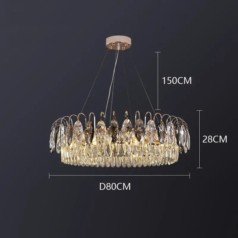 Luxury gold amber crystal chandelier pendant light living room