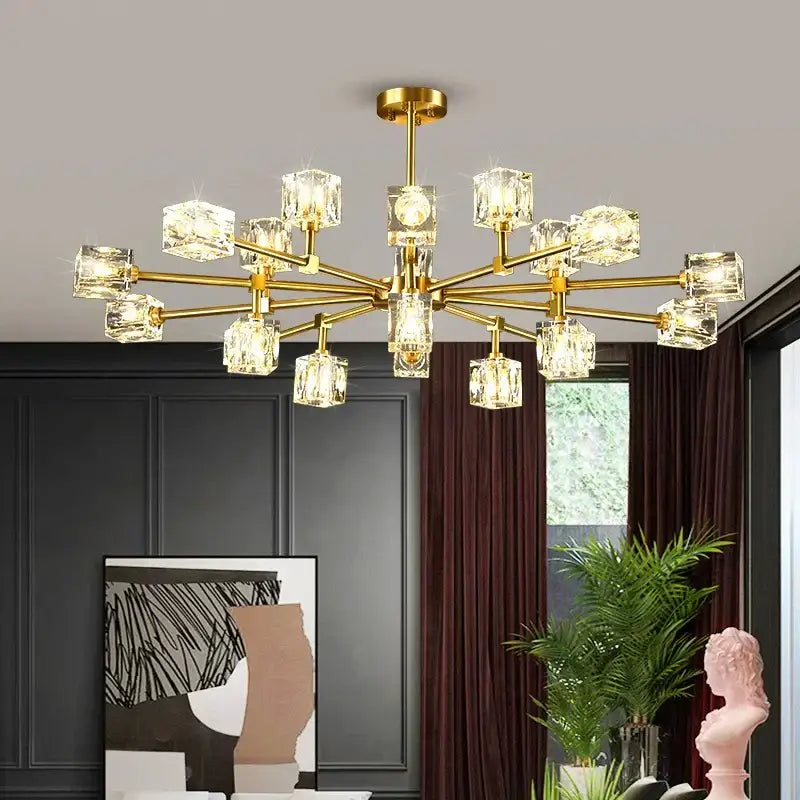 Luxury gold crystal chandelier pendant light for living room