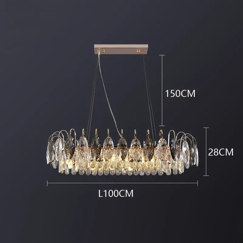 Luxury gold amber crystal chandelier pendant light living room
