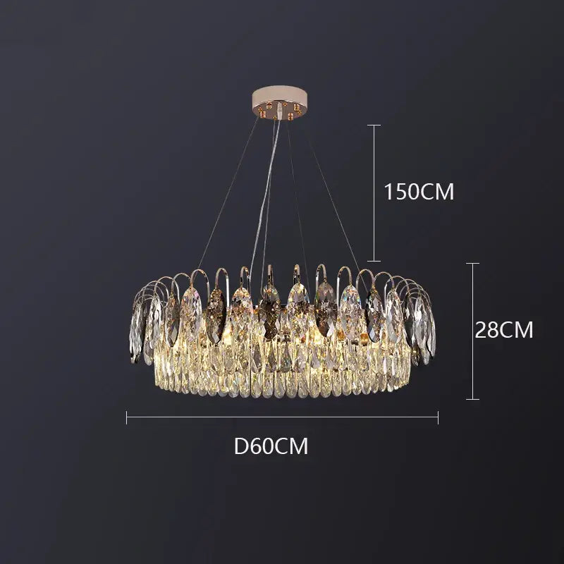 Luxury gold amber crystal chandelier pendant light living room