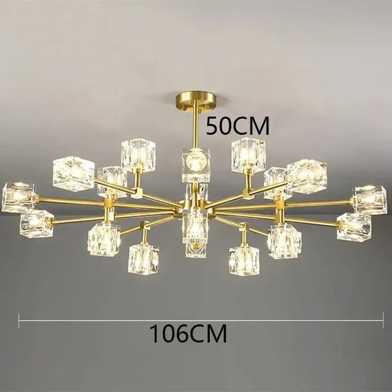 Luxury gold crystal chandelier pendant light for living room