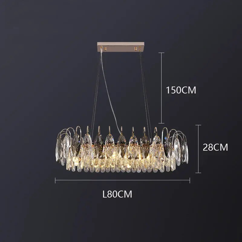 Luxury gold amber crystal chandelier pendant light living room