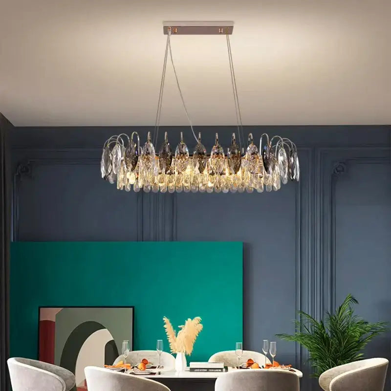 Luxury gold amber crystal chandelier pendant light living room