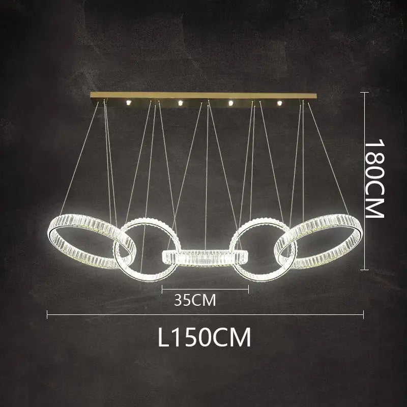 Modern interlocking crystal chandelier pendant light dining room