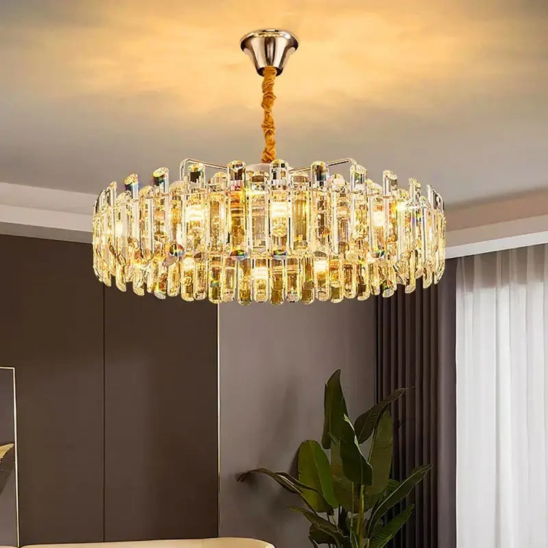 Modern circular crystal chandelier pendant light for dining room