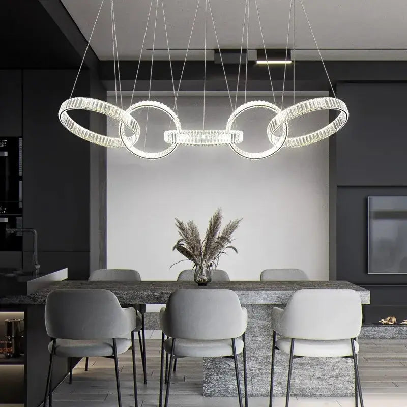 Modern interlocking crystal chandelier pendant light dining room
