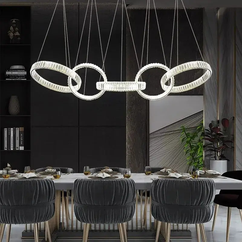 Modern interlocking crystal chandelier pendant light dining room