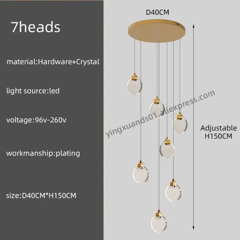 DecorBites™ Crystal Chandelier Pendant Light for Luxury Staircase