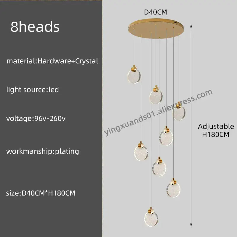 DecorBites™ Crystal Chandelier Pendant Light for Luxury Staircase