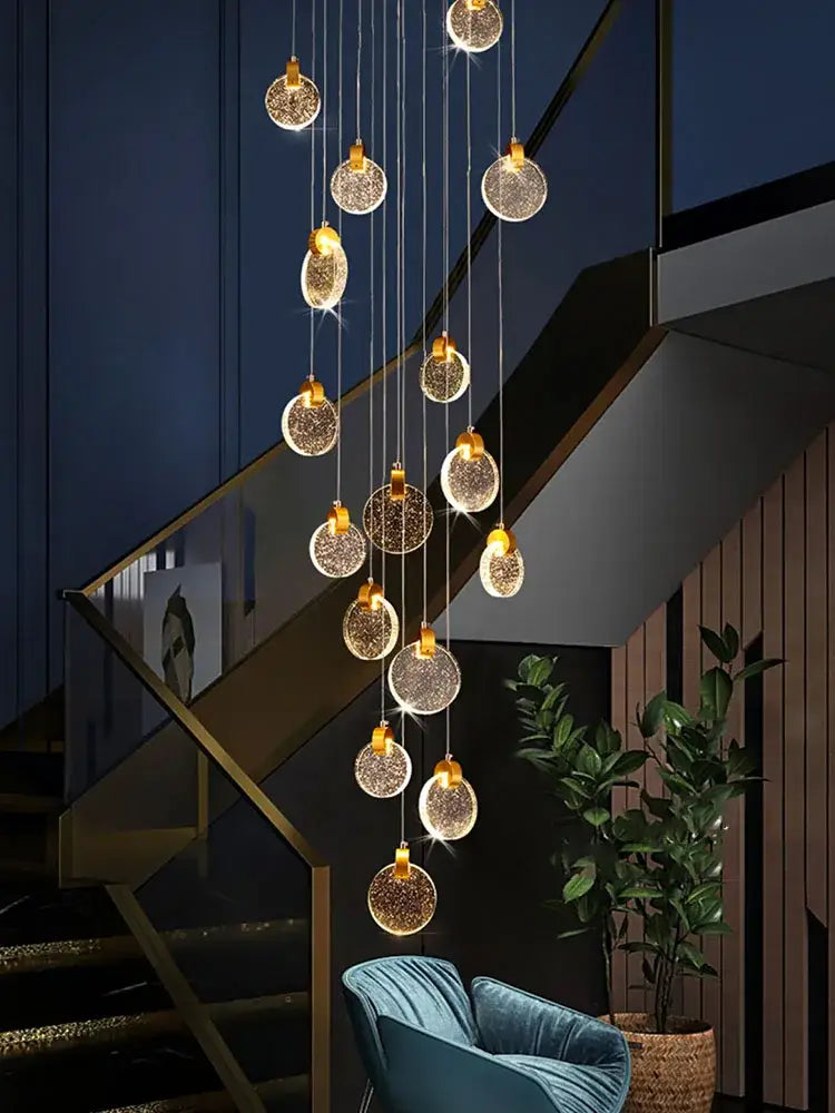 DecorBites™ Crystal Chandelier Pendant Light for Luxury Staircase