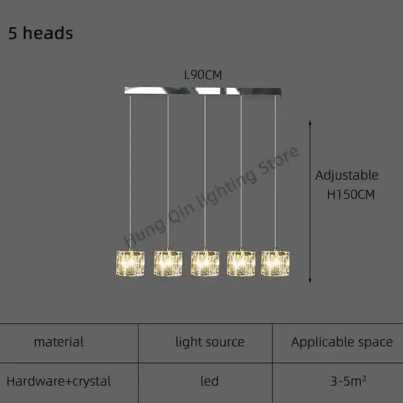 DecorBites™ Crystal Chandelier Pendant Light for Modern Indoor Dining and Kitchen Lighting