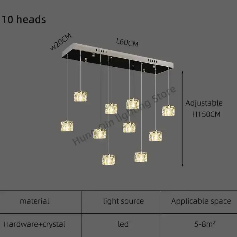 DecorBites™ Crystal Chandelier Pendant Light for Modern Indoor Dining and Kitchen Lighting