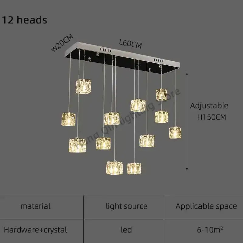 DecorBites™ Crystal Chandelier Pendant Light for Modern Indoor Dining and Kitchen Lighting