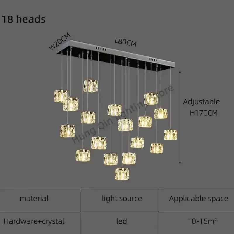 DecorBites™ Crystal Chandelier Pendant Light for Modern Indoor Dining and Kitchen Lighting