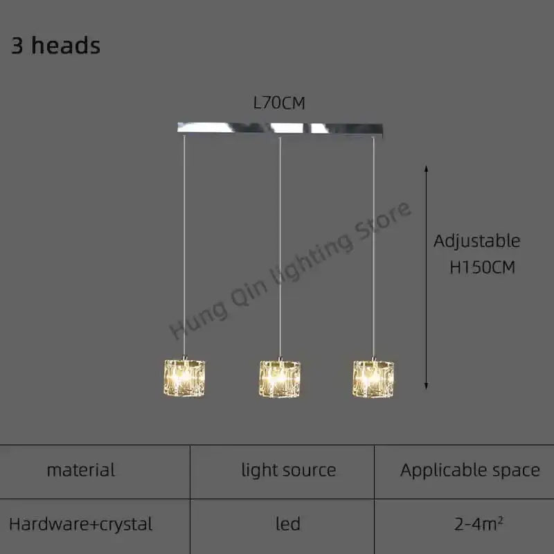 DecorBites™ Crystal Chandelier Pendant Light for Modern Indoor Dining and Kitchen Lighting