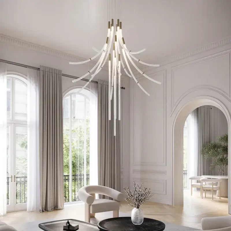 DecorBites™ Crystal Chandelier Pendant Light for Stairs Living Room Kitchen Island Dining Bar